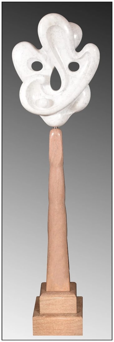 Miklos Sebek Signed Original Large Hand Carved Marble Enigma: This lot includes:Gallery COA & in-houseshipping (*insurance and international shipping for an additional charge)Artist: Miklos SebekTitle: Suspended EnigmaMedium: Carved MarbleSize: 72” x 19&rd
