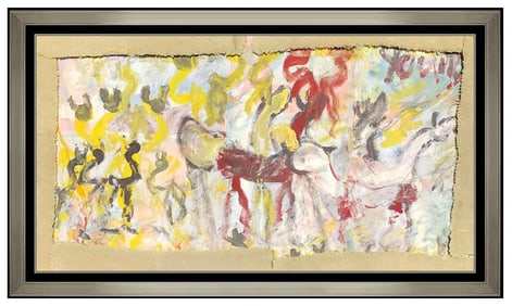 Purvis Young Original Oil Painting on Board Signed Modern Portrait Framed Outsider Art