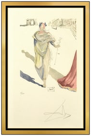 Salvador Dali Apollon Hand Signed Color Etching Surreal Portrait Framed Artwork