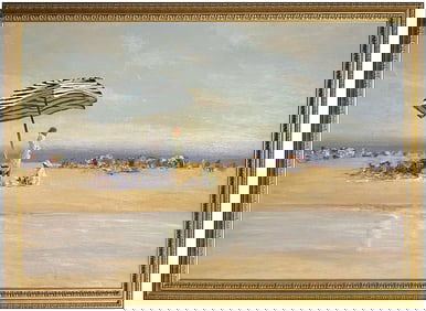 William Bill Berra Original Oil Painting on Canvas Signed Beach Landscape Large Artwork