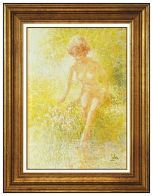 Louis Fabien Original Oil Painting on Canvas Signed Female Portrait Framed Artwork