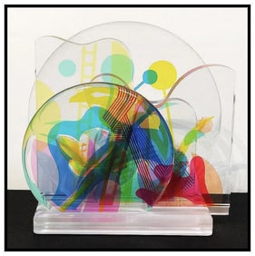 Yankel Ginzburg Original Acrylic Sculpture Hand Signed Modern Abstract Breeze Artwork