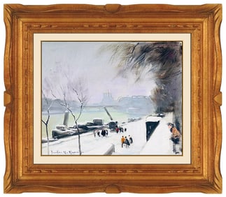 Jules R Herve Original Oil Painting on Canvas Paris Cityscape Signed French Artwork