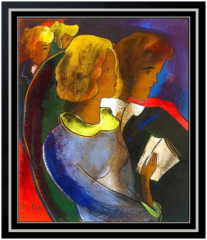 Linda Le Kinff Original Oil Painting on Board Signed Modern Cubism Female Portrait Art (1 of 4)