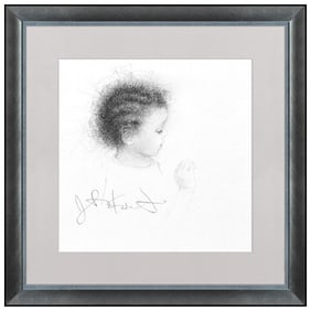 Jonathan Knight Original Graphite Drawing Signed Child Portrait Framed Artwork