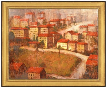 Seth Winegar Original Oil Painting on Board Signed Spanish Cityscape Framed Artwork