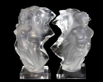 Frederick Hart Duet Pair Original Acrylic Sculpture Two Piece Suite Nude Signed Artwork