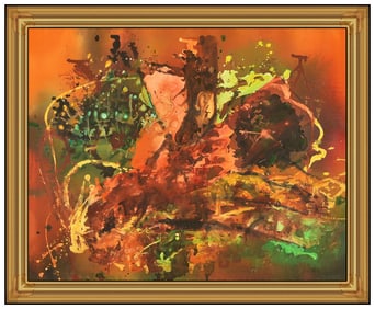 Joseph Meierhans Original Oil Painting on Board Modern Abstract Signed Framed Artwork