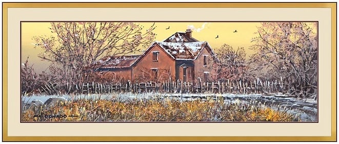 Daniel Maldonado Original Gouache Painting on Board Signed Rural Landscape Artwork