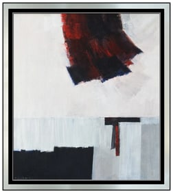 Pierre Fichet Original Oil Painting on Canvas Signed Modern Abstract Framed Artwork