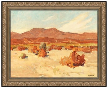 George K Brandriff Original Oil Painting on Board Signed Desert Landscape Framed Artwork