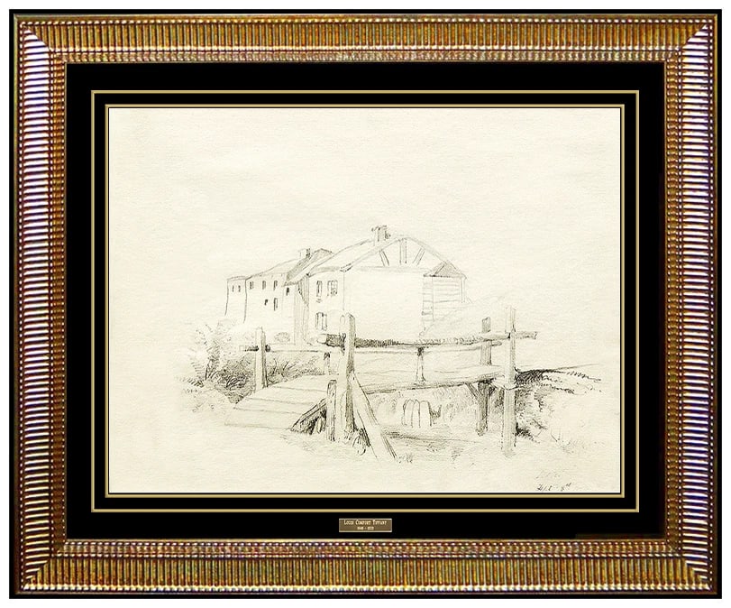 Louis Comfort Tiffany Original Drawing Hand Signed LCT Architecture Antique Artwork (1 of 5)