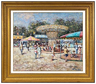 Niek Van Der Plas Original Oil Painting on Board Signed Beach Landscape Framed Art