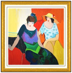 Itzchak Tarkay Intimacy Large Original Hand Signed Color Serigraph Lady Portrait Artwork