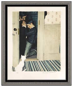 Norman Rockwell Hand Signed Lithograph Miss Watson Prayed Huckleberry Finn Folio Artwork