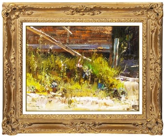 Cyrus Afsary Original Oil Painting on Canvas Signed Floral Landscape Framed Artwork