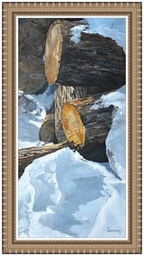 Robert Sarsony Original Oil Painting on Canvas Signed Winter Landscape Framed Artwork