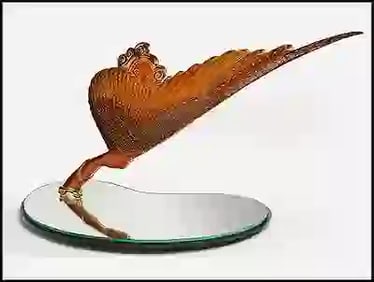 Erte Rare Coquette Original Bronze Sculpture Art Deco Table Mirror Signed Romain Tirtoff