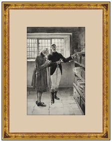 William Ladd Taylor Original Watercolor Painting Signed Figures Framed Artwork