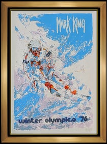 Mark King Winter Olympics Original Color Serigraph Signed Downhill Skiing Sports Artwork