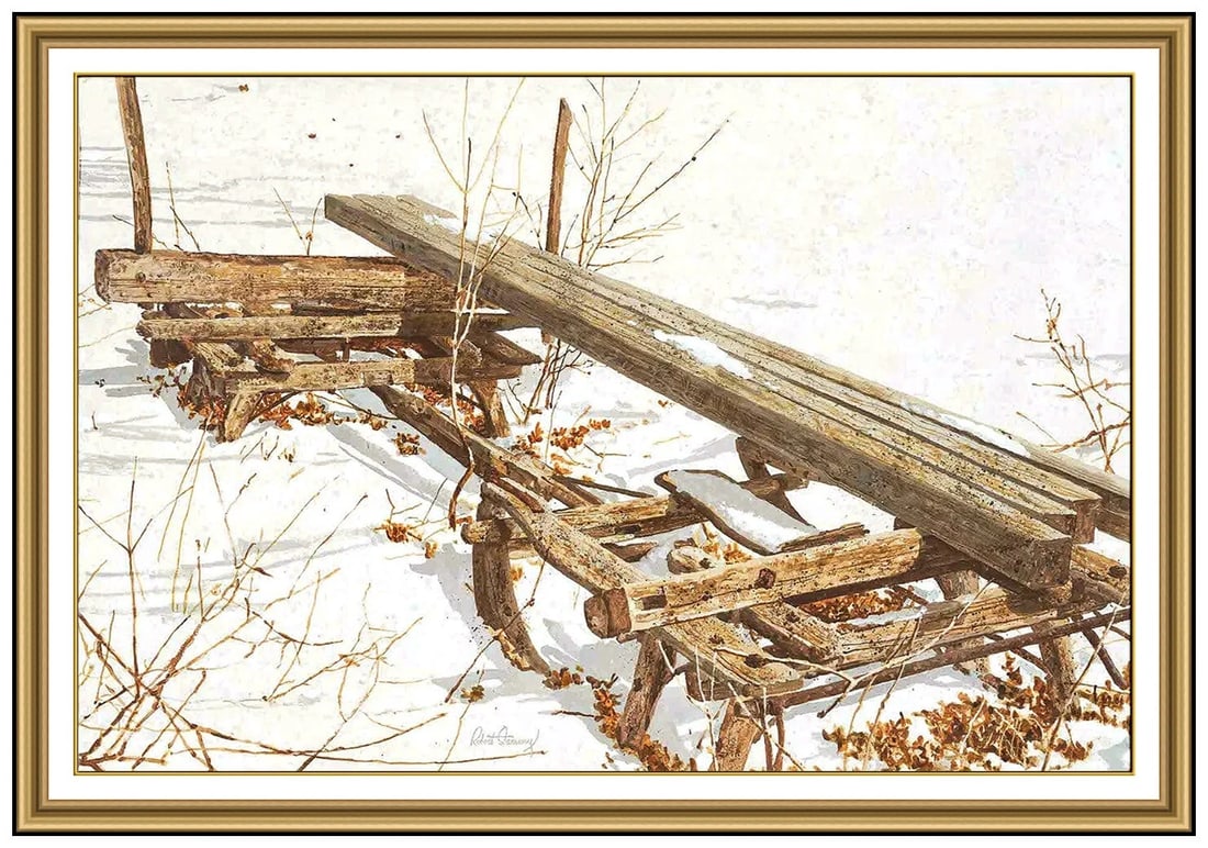 Robert Sarsony Large Original Oil Painting on Board Signed Winter Landscape Framed Artwork (1 of 7)