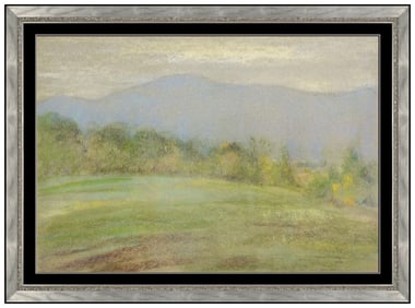 Johann Berthelsen Original Pastel Painting Signed Mountain Landscape Framed Artwork