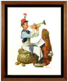 Norman Rockwell Trumpeter Original Saturday Evening Post Color Lithograph Hand Signed Artwork