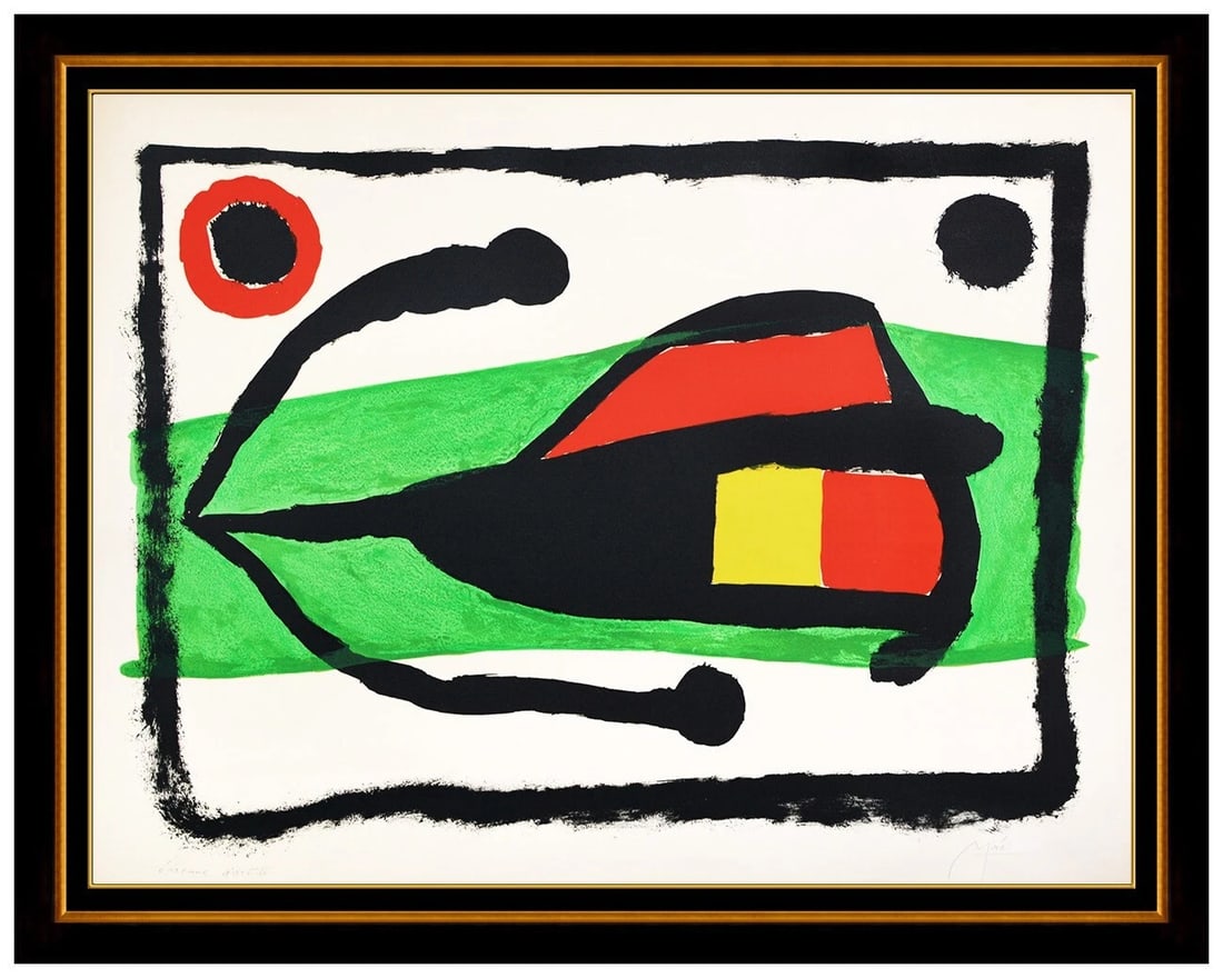 Joan Miro Altamira Original Hand Signed Color Lithograph Abstract Modern Artwork: This lot includes:Gallery COA & in-house shipping (*insurance and international shipping for an additional charge)Artist: Joan MiroTitle: AltamiraMedium: LithographSize: 20” x 26” Framed: