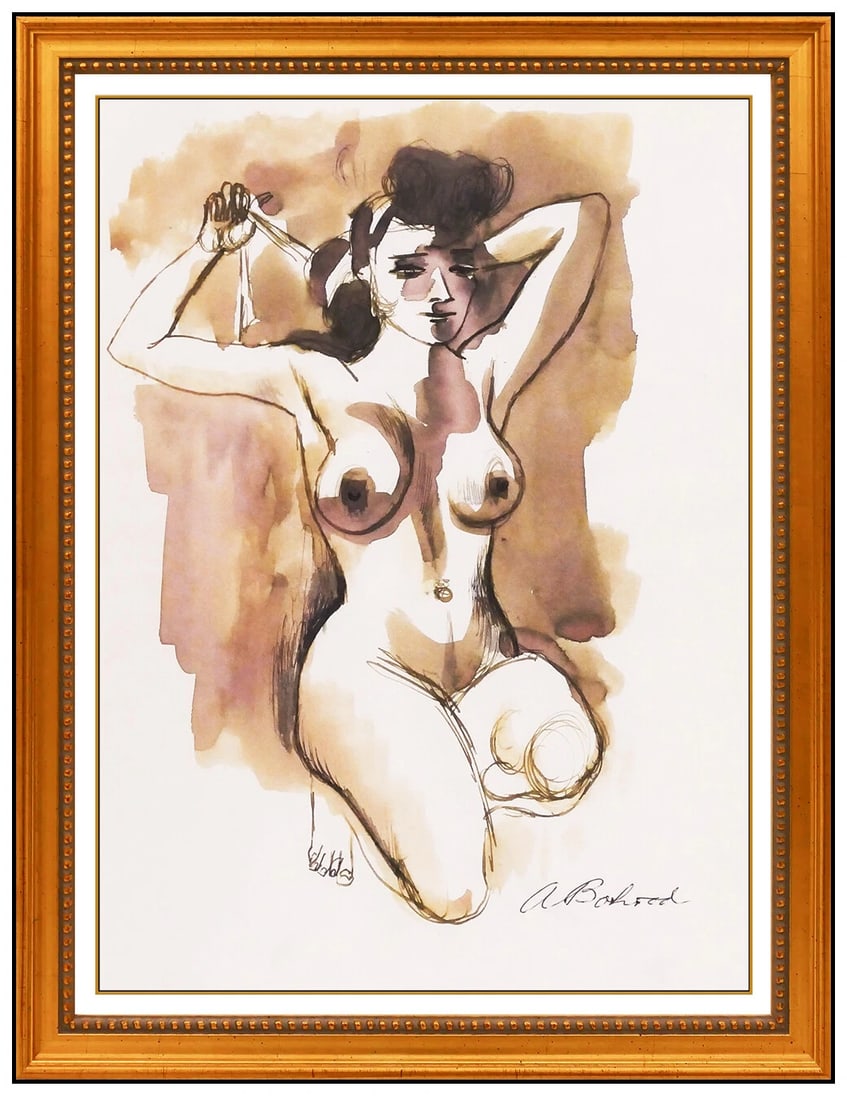 Aaron Bohrod Original Watercolor Painting Signed Female Figurative Portrait Artwork (1 of 6)