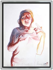 Jerry Ott Large Original Pastel Painting Signed Female Portrait Framed Artwork