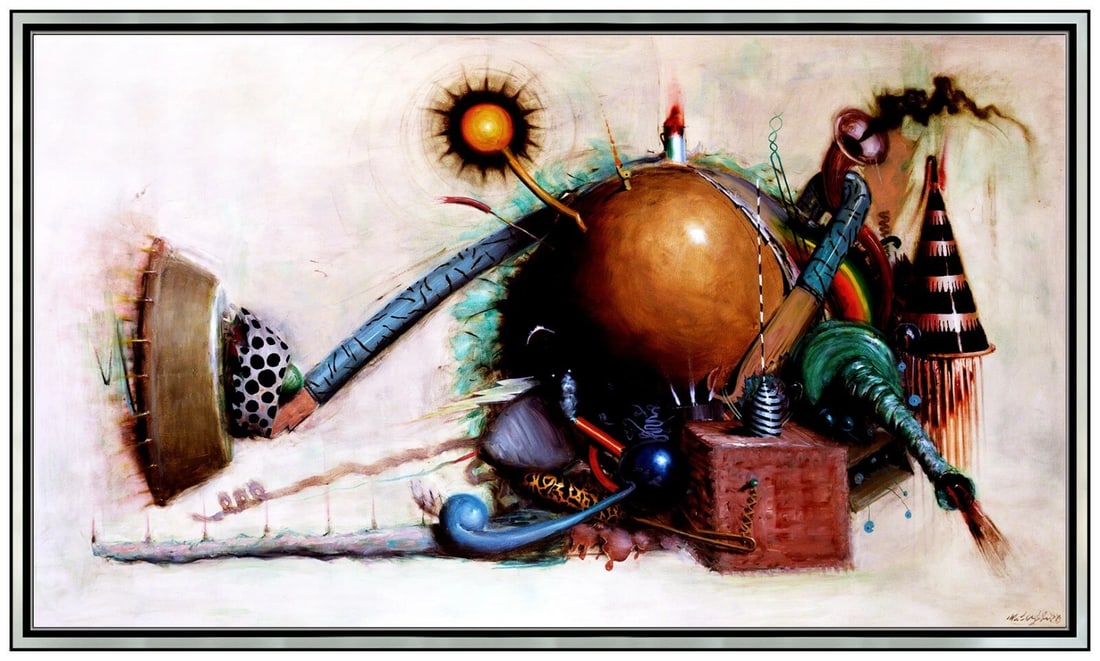 Jerry McLaughlin Large Original Oil Painting on Board Signed Modern Industrial Artwork (1 of 5)