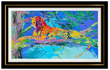Leroy Neiman Kenya Leopard Large Color Serigraph Hand Signed Big Cat Wildlife Art