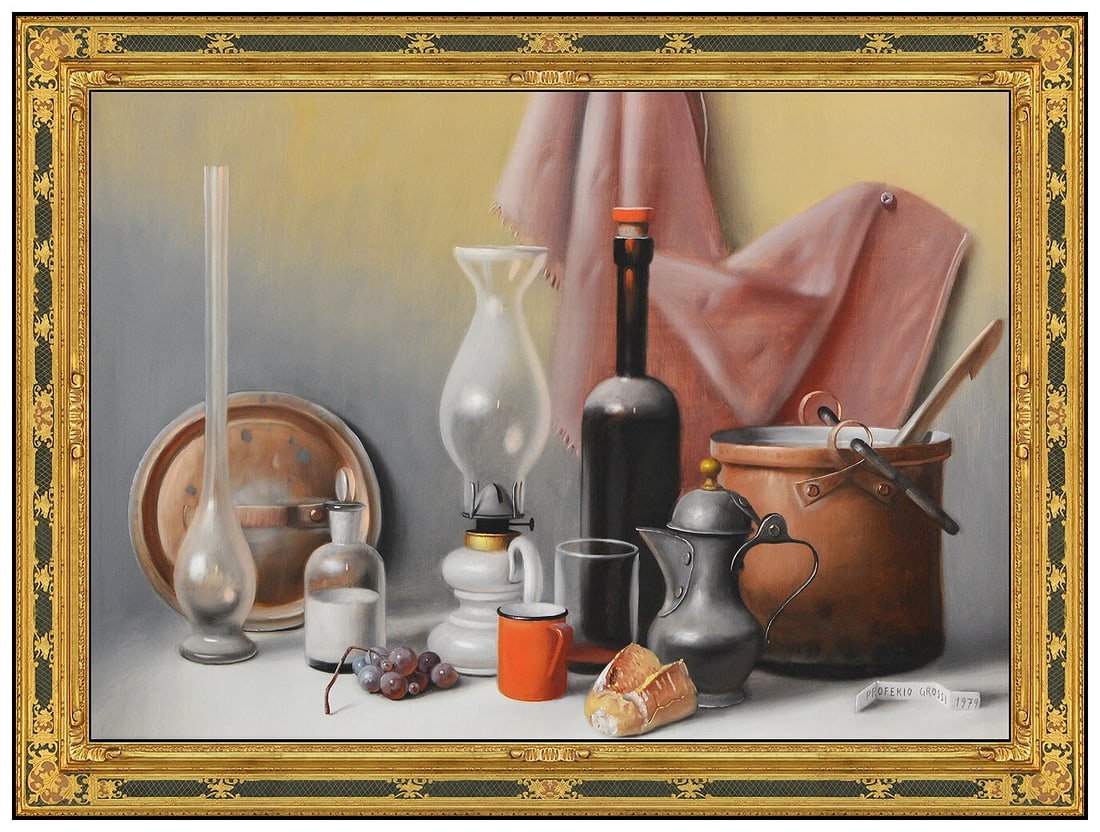 Proferio Grossi Original Oil Painting on Board Signed Still Life Framed Artwork (1 of 4)