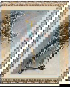 Joe De Yong Original Watercolor Gouache Painting Signed Portrait Framed Artwork