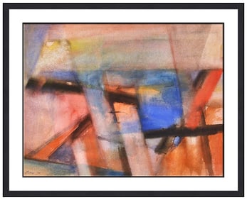 Michael Loew Original Watercolor Painting Abstract Modern Signed Framed Artwork