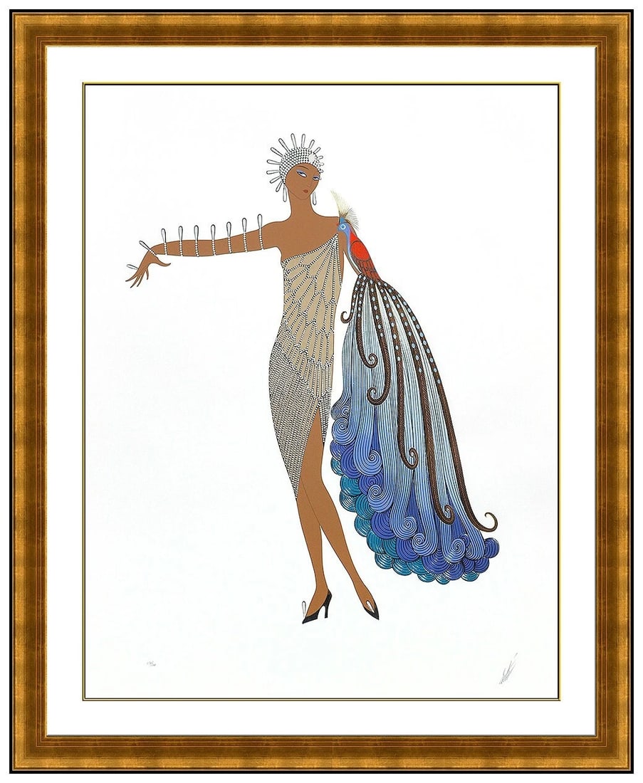 Erte Diva II Large Embossed Serigraph Hand Signed Art Deco Costume Design: This lot includes:Gallery COA & in-house shipping (*insurance and international shipping for an additional charge)Artist: ErteTitle: Diva IIMedium: SerigraphSize: 36” x 28”Framed: 48&rdquo
