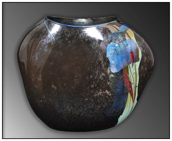 William Morris Hand Blown Glass Sculpture Signed Modern Abstract Vessel Art