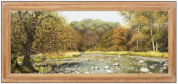 Richard Plasschaert Original Oil Painting on Board Signed River Landscape