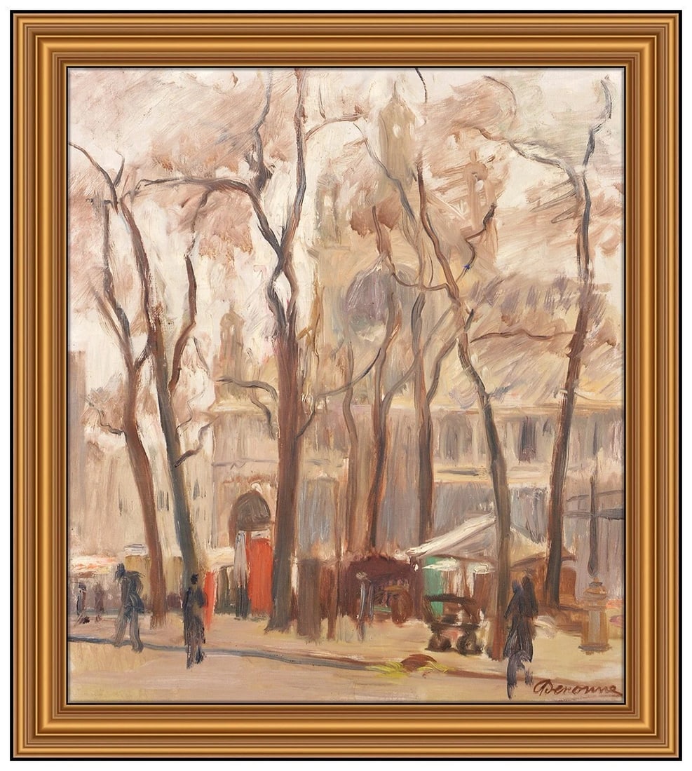 Alexander Deonne Original Oil Painting on Canvas Signed Cityscape Framed (1 of 4)