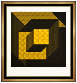 Victor Vasarely Gestalt Hand Signed Color Silkscreen Op Art Optical Illusion