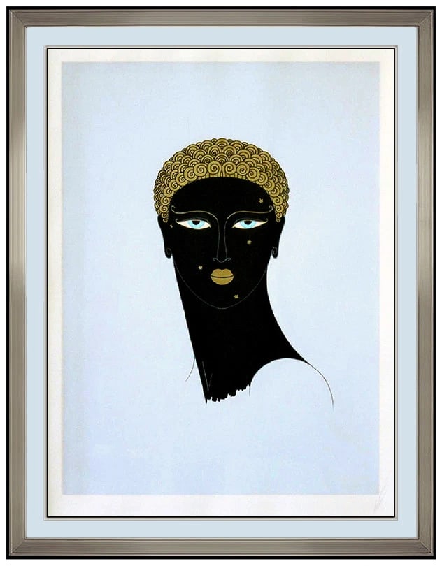 Erte Queen of Sheba Hand Signed Color Serigraph Art Deco Female Portrait: This lot includes:Gallery COA & in-house shipping (*insurance and international shipping for an additional charge)Artist: ErteTitle: Queen of ShebaMedium: SerigraphSize: 38" x 31"Framed: 28" x 21"Sign
