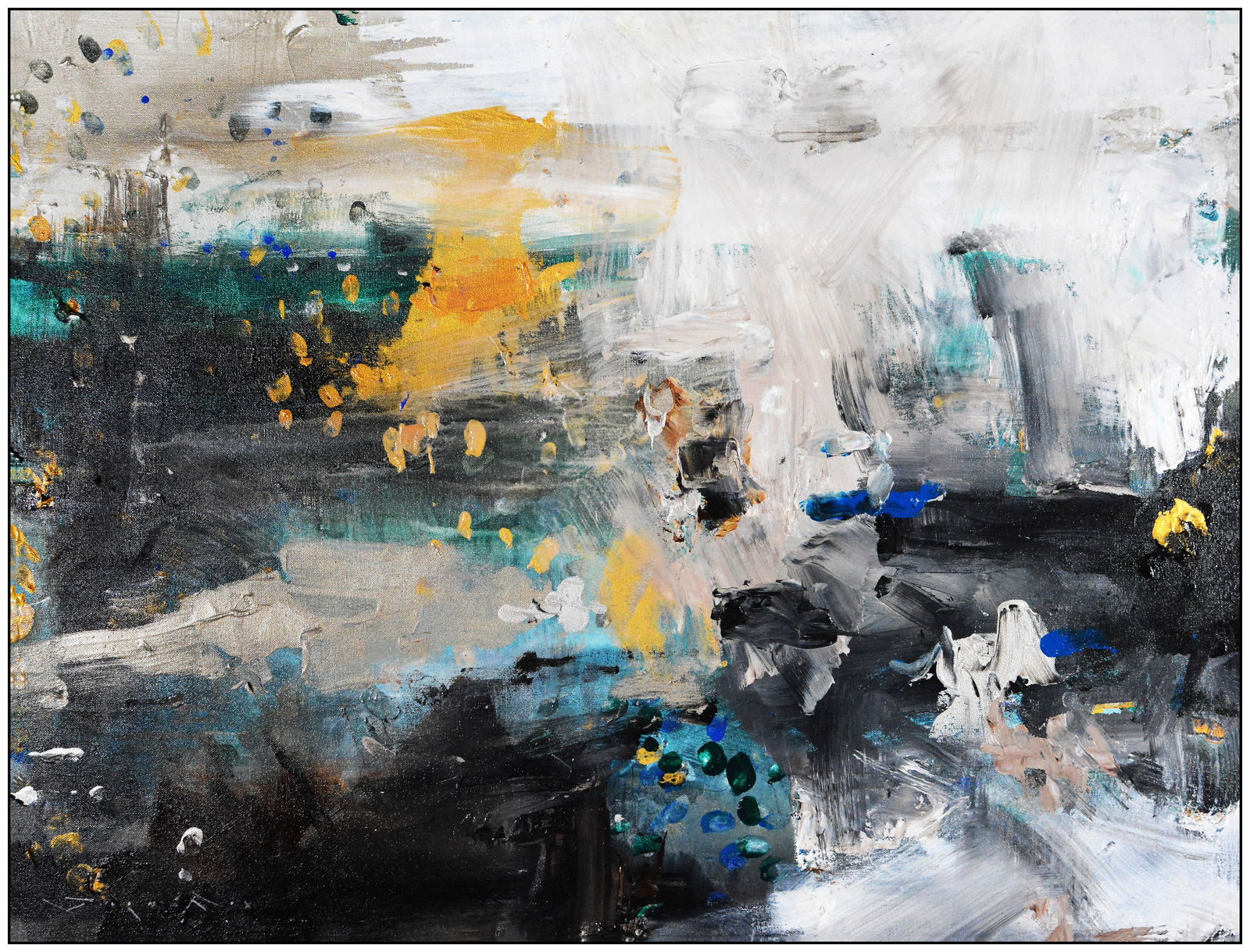 Jorn Fox Original Abstract Oil Painting on Canvas Signed Modern Splatter Expressionist Art (1 of 5)