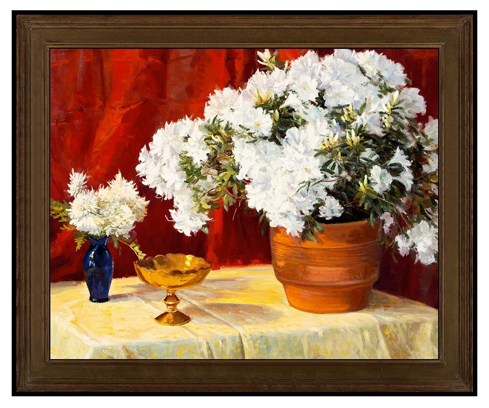 Clyde Aspevig Original Oil Painting on Canvas Signed Floral Still Life Large Art (1 of 5)