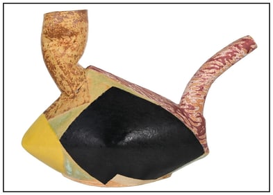 John Gill Original Hand Painted Ceramic Vase Sculpture Signed Abstract Art