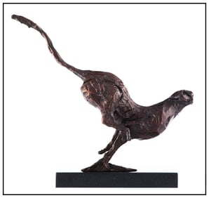Vincent Da Silva Original Bronze Sculpture Signed Wildlife Cheetah Animal Art