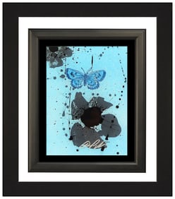 Dominic Pangborn Mixed Media Painting on Acrylic Signed Flower Butterfly Art