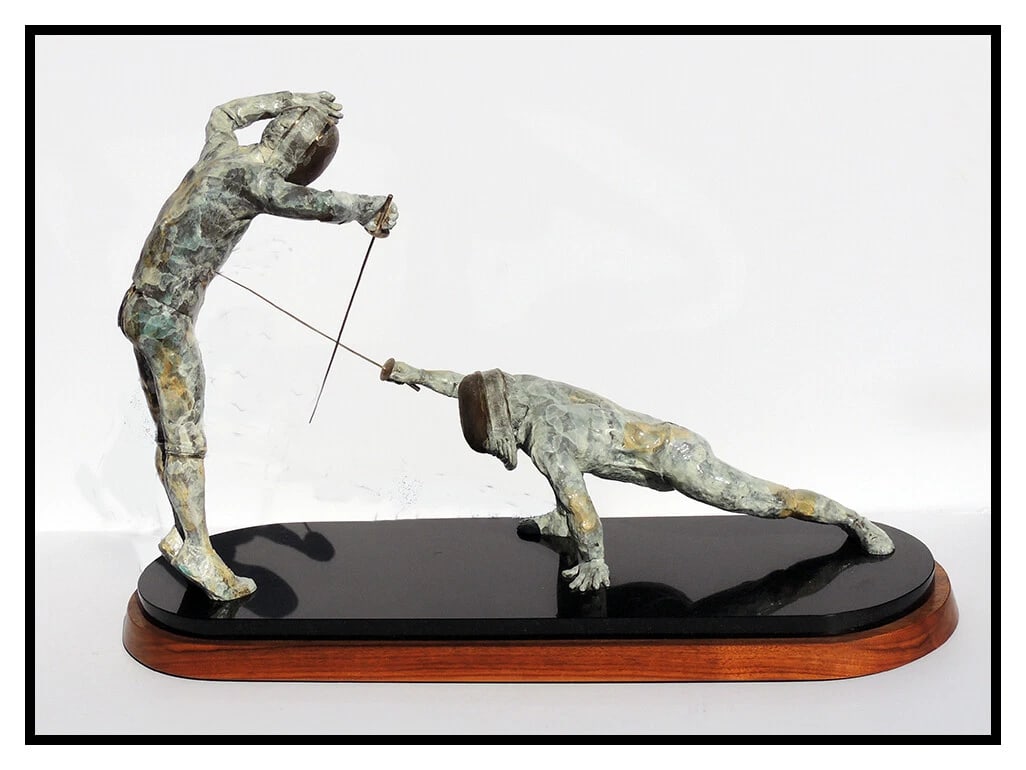 Maureen Riley Large Bronze Sculpture Signed Res Judicata Fencing Figure Art (1 of 8)