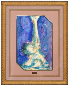 Anthony Quinn Original Gouache Painting Signed Abstract Figurative Art