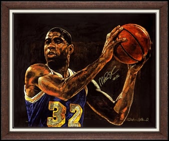 Stephen Holland Magic Johnson Giclee on Canvas Signed Basketball Sports Art