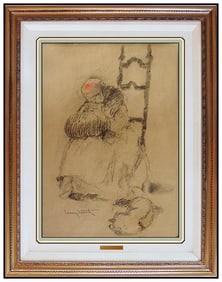 Louis Icart Rare Original Pastel Drawing Signed Female Portrait Art Deco